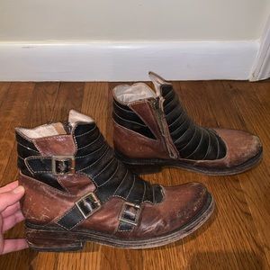 Freebird by Steven Distressed Three Buckle Bootie